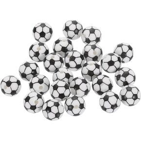 uxcell Sports Ball Beads, 24Pcs 12mm - Silicone Round Spacer Focal Beads, Rubber Loose Print Sports Beads for Keychain Making Pens DIY Crafts Necklace Bracelet Lanyard (Soccer)