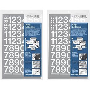 Chartpak Self-Adhesive Vinyl Numbers, 1 Inch High, White, 44 per Pack (01136) (Pack of 2)
