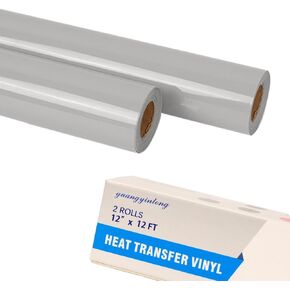 Guangyintong Glitter Black Heat Transfer Vinyl HTV Rolls ، 2 Rolls 12 × 12 قدمًا على الفينيل للقمصان اللامعة HTV فينيل لجميع آلات القاطع من السهل قطعها والأعشاب الضارة