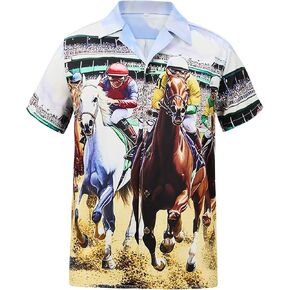 Hawaiian Shirt for Men Short Sleeve Beach Tropical Summer Vacation Shirt Casual Button Down Aloha Shirt Flowery Parrot XL in Kuwait