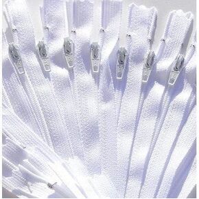 25 YKK White zippers (16 "بوصة) للملابس ، والأكياس ، والحقائب ، والخياطة والمشاريع الحرفية في الولايات المتحدة الأمريكية