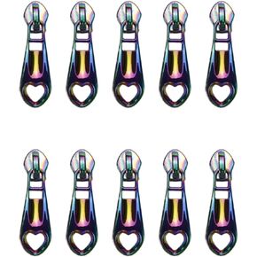 T Tulead 10PCS Zinc Alloy Zipper Pulls #5 Rainbow Zipper Pull Replacement Zipper Sliders for Purse Bag Luggage (Style 2)