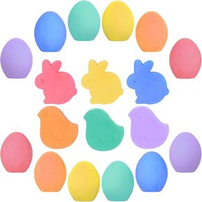 18PACK Easter Sidewalk Chalk Bulk Easter Basket Gifts, Easter Eggs Bunny Rabbit Shaped Chalks Colorful Art Chalk Set