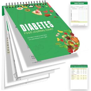 Diabetes Food Journal Diary ، 345 قائمة طعام لمرض السكري مع تعقب الوجبات المربوطة من 50 صفحة ، دليل حمية السكري مع حجم التقديم ، الكربوهيدرات ، السعرات الحرارية (5.8 × 8.2 بوصة ، أخضر)