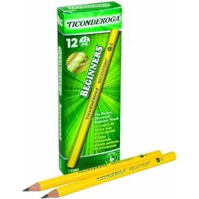 Dixon Ticonderoga Beginners الحجم الأساسي #2 أقلام رصاص بدون محو ، أصفر (13080) (2 عبوة من 12)