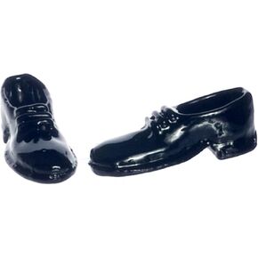 Melody Jane Dolls House House Miniature Shop Excaptory Mens Black Brogues أحذية المعادن