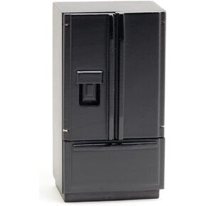 Dollhouse Miniature Black Brugherator مع الفريزر في الأسفل