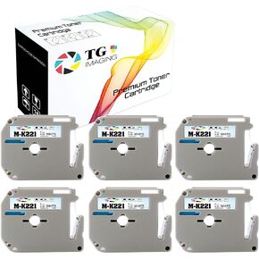 TG Imaging Compatible P Touch M-K221 M Label Tape Replacement for Brother P Touch PT-M95 PT-100 PT-45M PT-55BM PT-55S PT-65 PT-85 PT-90 Label Makers (3/8 inches,9mm 6-Pack)