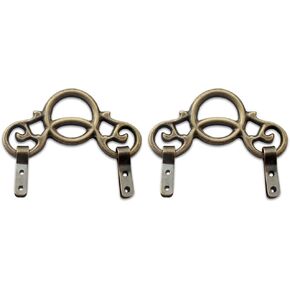 Tiazza 2Pcs Chinese Style Vintage Brass Picture Frame Hook Hanger Decorative Painting Mirror Hanger (Antique Bronze)