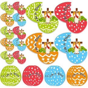 Frienda 28 تعيين بطاقات عيد الفصح الدينية الحرف المسيحية مع ملصقات Easter Egg DIY هو الحرف الصاعدة لأنشطة ربيع مدرسة الأحد