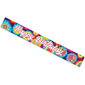 Tie-Dye Birthday Sash for Hippie Theme Groovy Party, 60's Theme Happy Birthday Sash,?Hippie Birthday Party Decorations, Birthday Anniversary Party Supplies