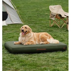 Made4pets قابلة للنفخ في سرير الكلب في الهواء الطلق مقاوم للماء-سرير تخيم الكلاب ذاتي التضخيم للسلالات المتوسطة إلى الكبيرة ، نسيج أكسفورد الشاق ، سرير حيوان أليف قابل للطي مع مضخة مدمجة ، أخضر ، 44 "× 32" × 4 "