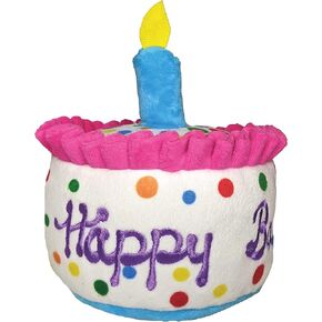 Huxley & Kent for Dogs - Happy Barkday Cake (كبير) - لعبة عيد ميلاد أفخم لعبة الكلب مع الصرير - لعبة الكلب مضحك - H & K speceaky