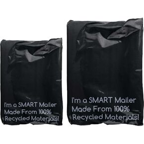 200 Count, 10x13 and 12x15.5 inch 100% Recycled Poly Mailers Eco Friendly Packaging Envelopes Supplies Mailing Bags 2.5 Mil Thick - SMART Mailer