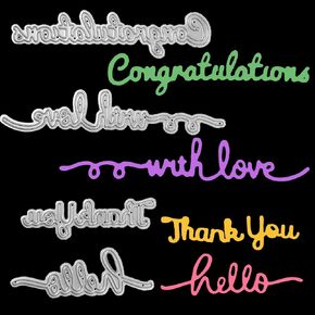 4 Pieces Metal Die Cuts, Blessing Words Script Cutting Die, Embossing Stencils Template Mould for Card Scrapbooking and DIY Craft Album Paper Card Decor, Thanksgiving Christmas Craft Die