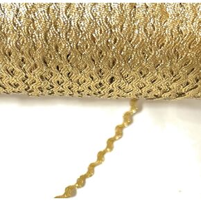 Mini Gold RIC RAC مضفر - تقليم مسطح الذهب المسطح - - ، 1/8 "(3 مم) الخياطة ، تقليم اللحف - 10 ياردة (30 قدمًا)