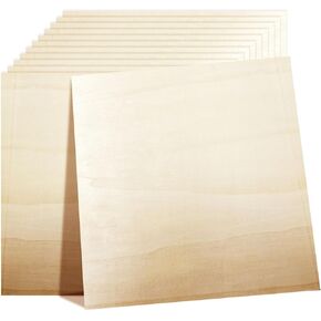 Cheardia 12 Pack Basswood Sheets 12 × 12 × 1/16 بوصة - لوحات خشبية غير مكتملة 1.5 مم مع أسطح ناعمة لقطع الليزر ، وفراغات نقش ، وحرق الخشب والحرفية