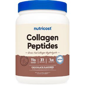 Nutricost Grass-Fed Collagen Powder 1LB (454 G) (Chocolate) - Grass Fed Bovine Collagen Hydrolysate - Collagen Peptides