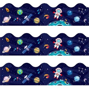72pcs العودة إلى ملصقات حدود Border Borders School ، زخارف Board Bulletin Planet Satellite Satellit