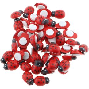 ملصقات الخنفساء الخشبية الخشبية 100 حزمة 3D Micro Red Ladybird Flatback ملصقات ذاتية اللصق DIY