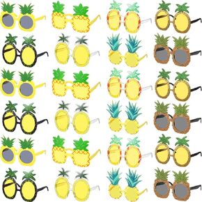 Kanayu 24 أزواج الأناناس نظارة شمسية Luau Party Sunglasses استوائيات فاكهة هاواي الشكل المدارية شكل العينات نظرية الجدة الدعائم الأناناس الحفل