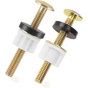 Toilet Seat Bolts Screws Set White Plastic, Ewerex Plastic Toilet Seat Hinge Bolt Screws with Plastic Nuts and Washers Parts for Top Mount Toilet Seat Hinge-2 Pcs