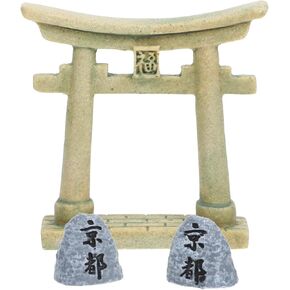 IMIKEYA Japanese Shinto Torii Gate Stone Figurine, 3pcs Miniature Resin Torii Gate Model Micro Landscape Miniature Torii Gate for Aquarium Fish Tank Fairy Gardens Decoration