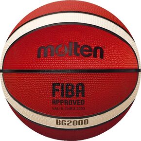Molten BG2000 Premium Rubber Basketball, FIBA Approved, Indoor/Outdoor Play, Orange/Ivory