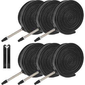 6 Pack Bicycle Tubes Race 28in 700x20-25C 700x32-47C Bike Tube, 700C Inner Tube with Presta Valve Super Value Bundle (Presta/Schrader Valve)