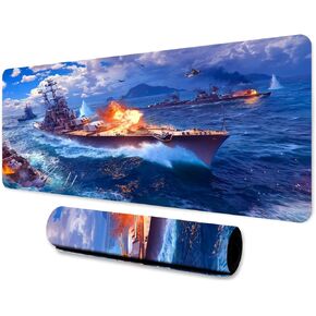 لعبة Battleship Game Mouse Pad 31.5x11.8 بوصات حديثة حاملة حاملة حاملة حاملة طائرة مطبوعة من لوحة المفاتيح للاستوديوهات Home Mat Bdhymn41