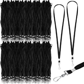 1000 Pack Bulk Lanyards for ID Name Badges Holder Flat Lanyards with Hook Clip Swivel for Office School Accessories (Black)