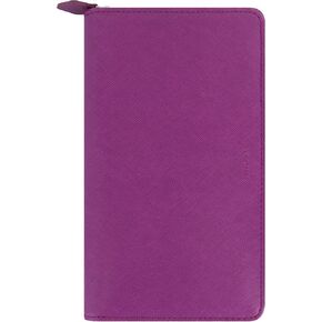 Filofax Saffiano Zip Organizer, Personal Compact Size, Rasperry - Cross-Grain, Leather-Look, Six Rings, Week-to-View Calendar Diary, Multilingual, 2025 (C022535-25)