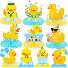 Rubbber Duck Honeycomb Centerpppsees 12pcs Duck Birthday Party Decorations Blue Rubber Duck Table Decorations Menterces for Duck تحت عنوان لوازم استحمام الطفل