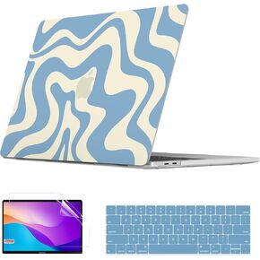 for MacBook Pro 13 inch Case 2025-2023 M2 2022-2016 M1 A2338/A2289/A2251/A2159/A1989/A1708/A1706, Hard Shell Cover with Screen Protector + Keyboard Cover for Touch Bar/Non-Touch Bar, Green Wave