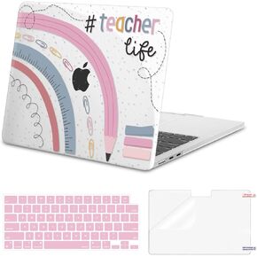 MOSISO Compatible with MacBook Air 13 inch Case 2025 2024 2023 2022 M4 A3240 M3 A3113 M2 A2681, Plastic Hard Shell&Keyboard Cover&Screen Protector for MacBook Air 13.6 inch Case, Colorful Stationery