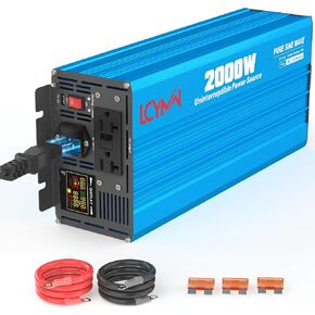 2500W Sump Pump Battery Backup System - Uninterruptible Power Source Pure Sine Wave Inverter with Automatic Grid-to-Battery Switchover LCD Display Emergency Backup for Power Outages and Grid Failures