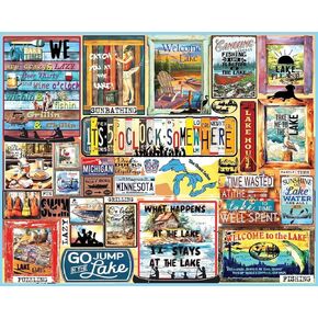 White Mountain Puzzles Lake Time 1000 Piece Jigsaw Fun Collage Puzzle