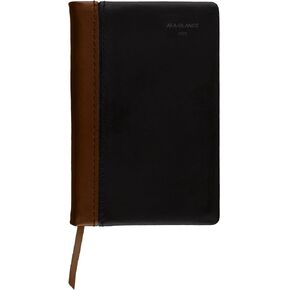AT-A-GLANCE 2025 Fine Diary, Weekly & Monthly Diary, 2-3/4" x 4-1/4", Pocket Size, Black Brown (74010525)