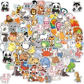 100 PCS ملصقات حيوانات للأطفال - ملصقات حيوانات لطيفة هدايا لطيفة للفتيات الفتيات - ملصق فينيل مقاوم للماء للأطفال Waterbottle Laptop Guitar Chapricroom جوائز للطلاب الابتدائيين