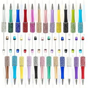 24pcs Pearl & Diamond Abemable Beadablable Beads Multicolor Multicableor Artractable Pens Plastic Bead Ink Bead Pens Pens Pens Pen Making Pen