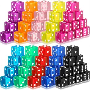 36 Piece 19 mm Casino Style Craps Dice Sets Acrylic and Translucent D6 Dice, Square W/Rounded Edge for Casino, Craps, Table Games and Board Games (Classic Color)