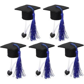 LUOZZY 5 Pcs Graduation Caps Small Dog Graduation Hats with Blue Tassel 2024 Graduation Pet Costume Accessory for Dogs Cats