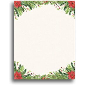 Poinsettia Corner Christmas Holiday Paper - 80 Sheets