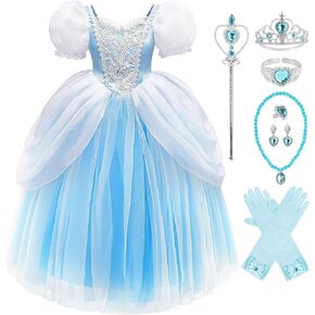 Princess Halloween Costume for Girls, Birthday Party Fairy Dress Up, Special Occasion Dress