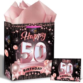 Allparty Rose Gold 50 Hift Home Hight Bag مع بطاقة وورقة كبيرة من الأنسجة.