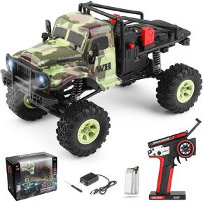 1:18 مقياس جهاز التحكم عن بُعد ، 2.4 جيجا هرتز 4WD محاكاة الشاحنة العسكرية RC ، تصميم الفرق المزدوج RC زاحف مع LED Searchlight ، Hobby RC Car Gift for Kids Adults