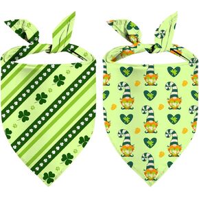 القديس باتريك داي كلب باندانا ، 2 حزمة قابلة للتعديل عطلة عيد ميلاد الحيوانات الأليفة Saint Patrick Bandana Triangle Pibs مجموعة وشاح القط المحظوظ