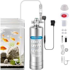BAOSHISHAN Aquarium Co2 System 2L, Upgraded External Threaded CO2 System Generator with Double Switch Solenoid Valve, Co2 Aquarium Kit for Aquarium Plants