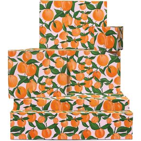Central 23 Fruit Wapp Paper - 6 صفائح من هدايا عيد ميلاد مع العلامات - البرتقالي - ورقة التغليف القابلة لإعادة التدوير للرجال البنات البنات - تأتي مع ملصقات