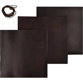 جلود جلدية جلدية من الجلد - 12''x12 '' جلد البقر للحرف اليدوية - سميكة 2 مم ، حزمة من 3 - جلد بني داكن للأدوات والمحفظة والمجوهرات والمشاريع DIY